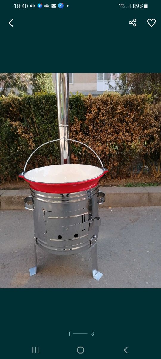 Sobă inox   +  ceaune tuci fontă. 10,8L emailat/ 589 lei