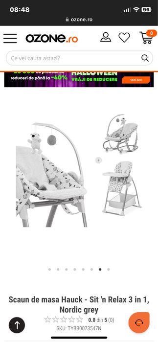 Scaun de masa Hauck - Sit 'n Relax 3 in 1, Nordic grey