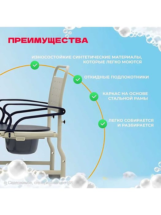 Туалетный стул на колесах для пожилых людей TCH-06