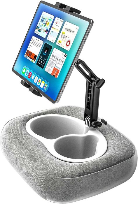 Поставка за таблет с възглавница, 360°, 4-13" таблети и телефони, сива
