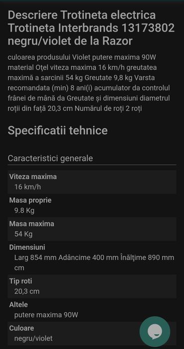 Trotineta electirca Razor