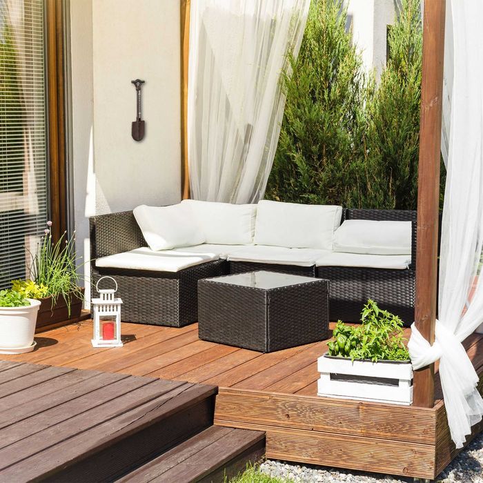 Termometru de Perete din Fonta Design Rustic in Forma de Lopata 30x9cm