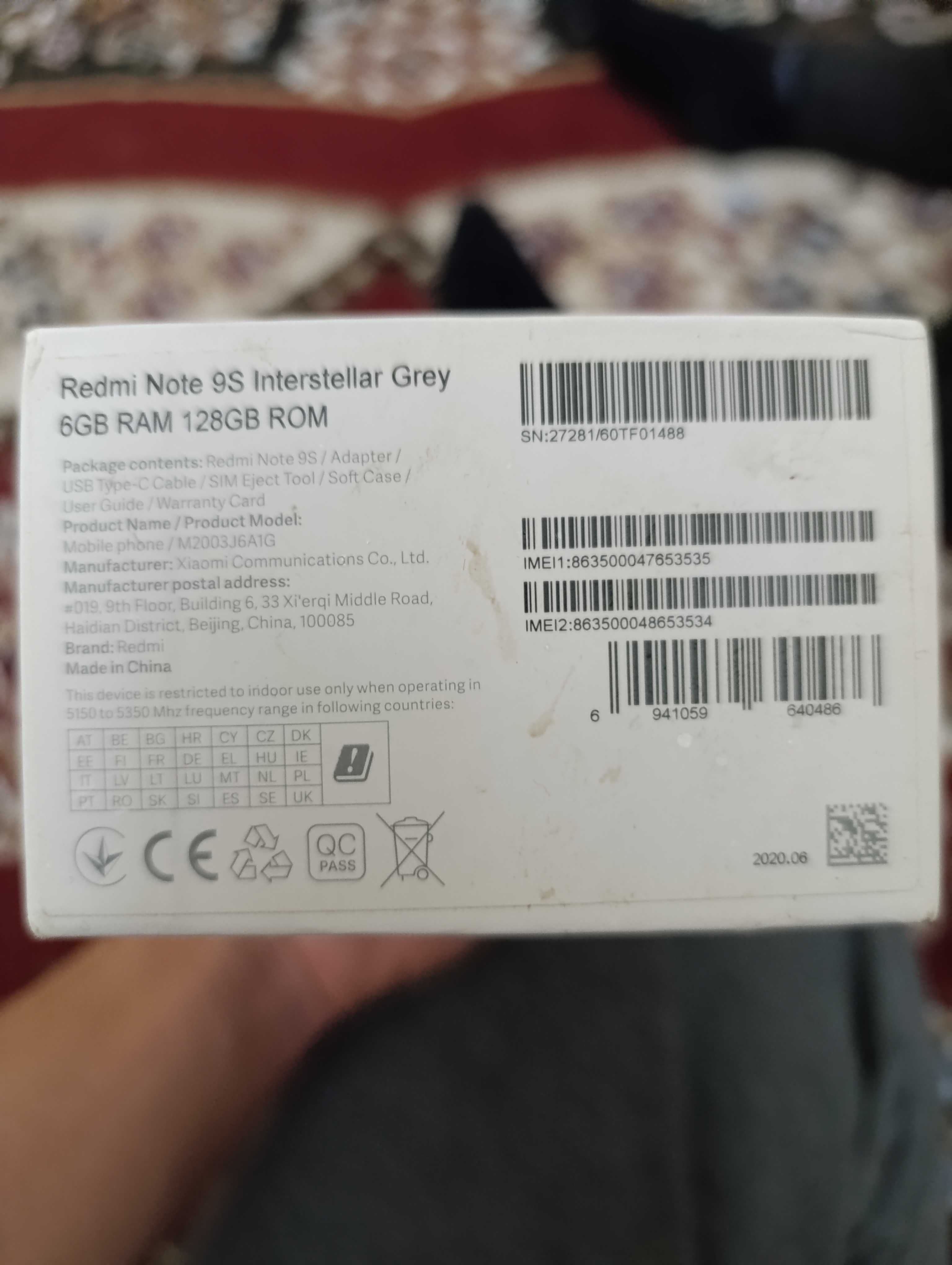 Redmi note 9 S (6/128Gb global versiya)
