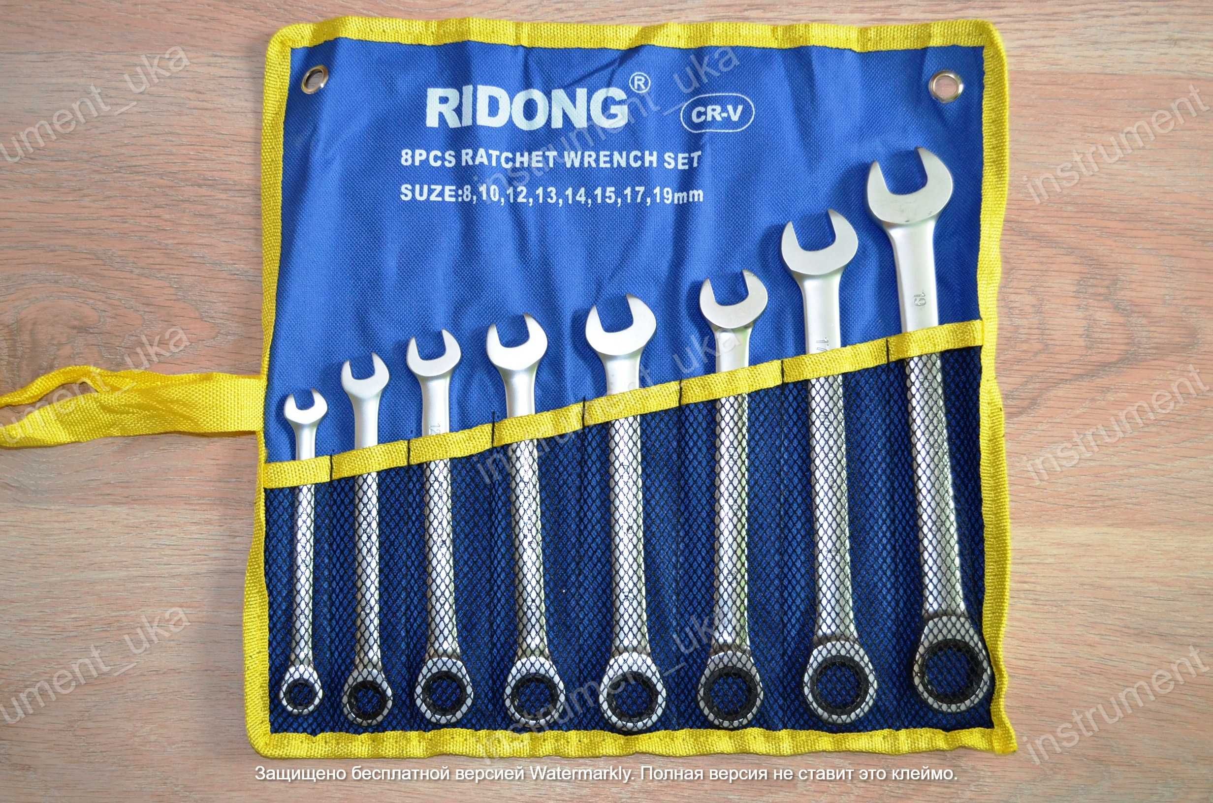 Набор Ridong рожково - накидных ключей с трещотками 8-19мм