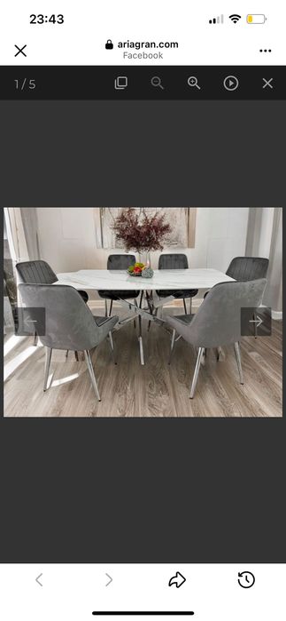 Мраморна трапезна маса с четири стола