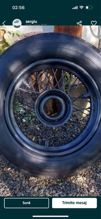 Roată originală Rolls-Royce interbelic, jantă spițată, stare excelentă