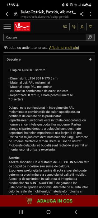 Dulap haine 4 usii