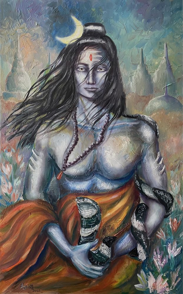 Индийский бог Шива холст, масло