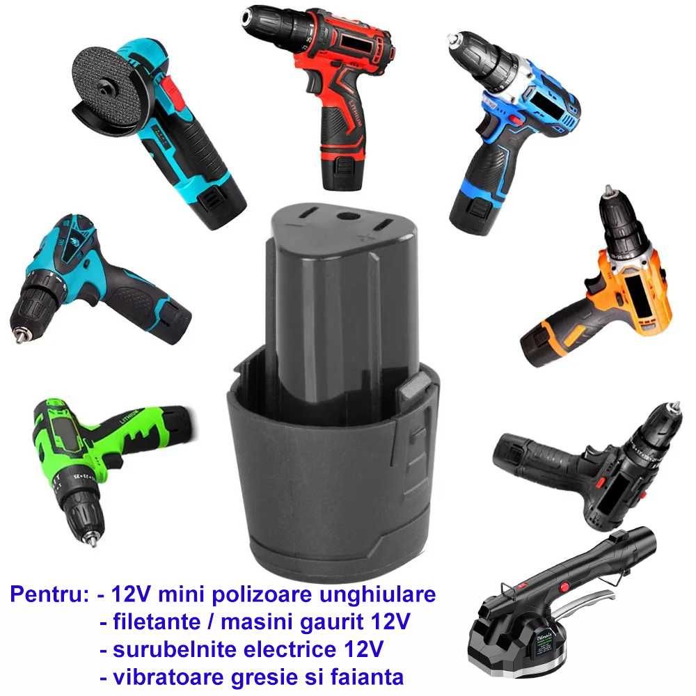 Acumulator Li-Ion 12V 3Ah vibrator gresie, filetanta polizor TR GRATIS