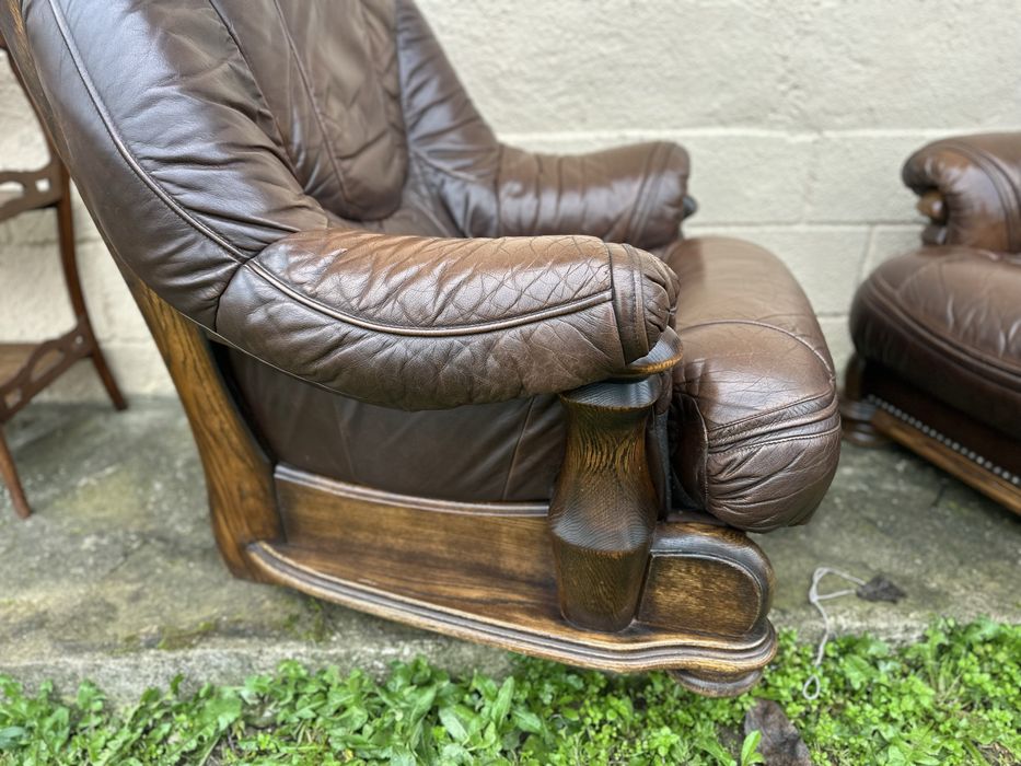 Комплект масивни кожени фотьойли