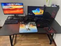 Birou de gaming, negru, 160x80