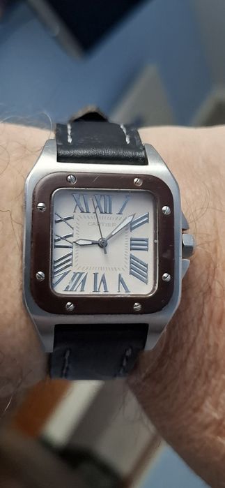 CARTIER ceas de mîna bărbătesc cu baterie și curea din piele naturală