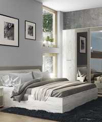 Двойно легло, спалня в цвят дъб крафт бял. С включен матрак.