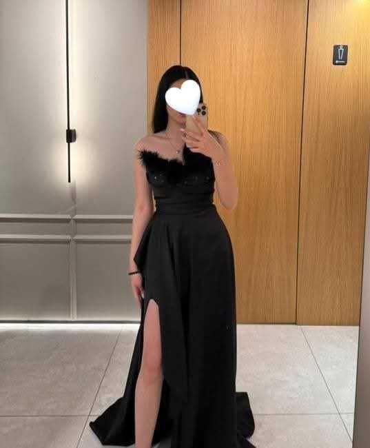Бална дълга черна рокля