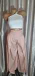 Pantaloni largi roz pudrat cu buline albe talie elastică lejeri M/L