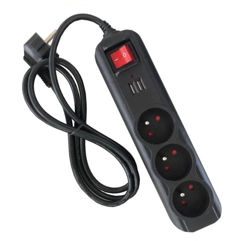 Prelungitor electric cu intrerupator3 prize, 2 mufe USB, 1.5m KD4031
