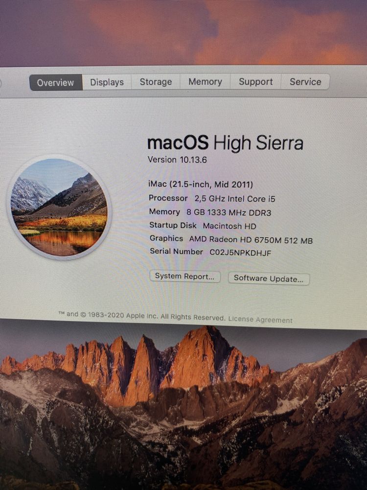 Imac 21.5 inch mid 2011 SSD