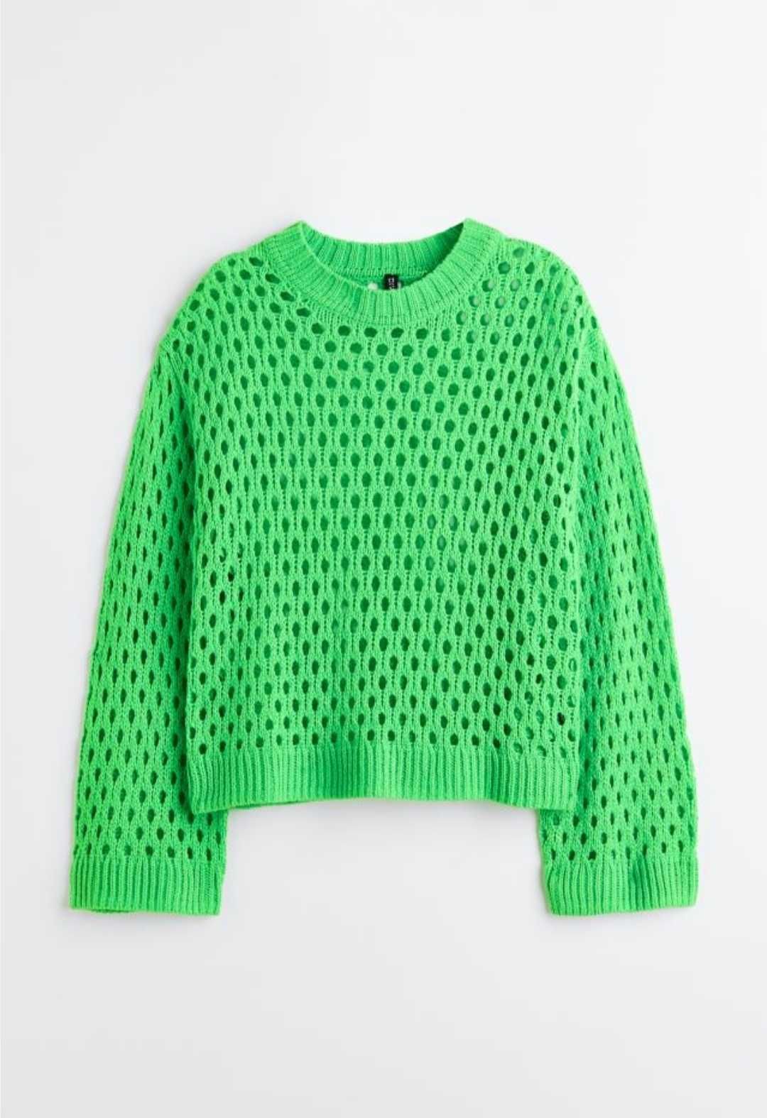Пуловер H&M фина плетка, сив, S/ Къса разкрие а пола/Пуловер H&M,зелен