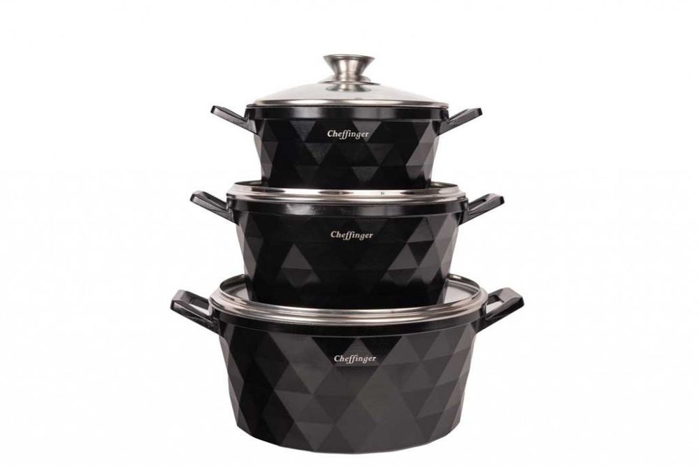 Комплект от 3 броя висококачествени съдове за готвене Cheffinger - 6 ч