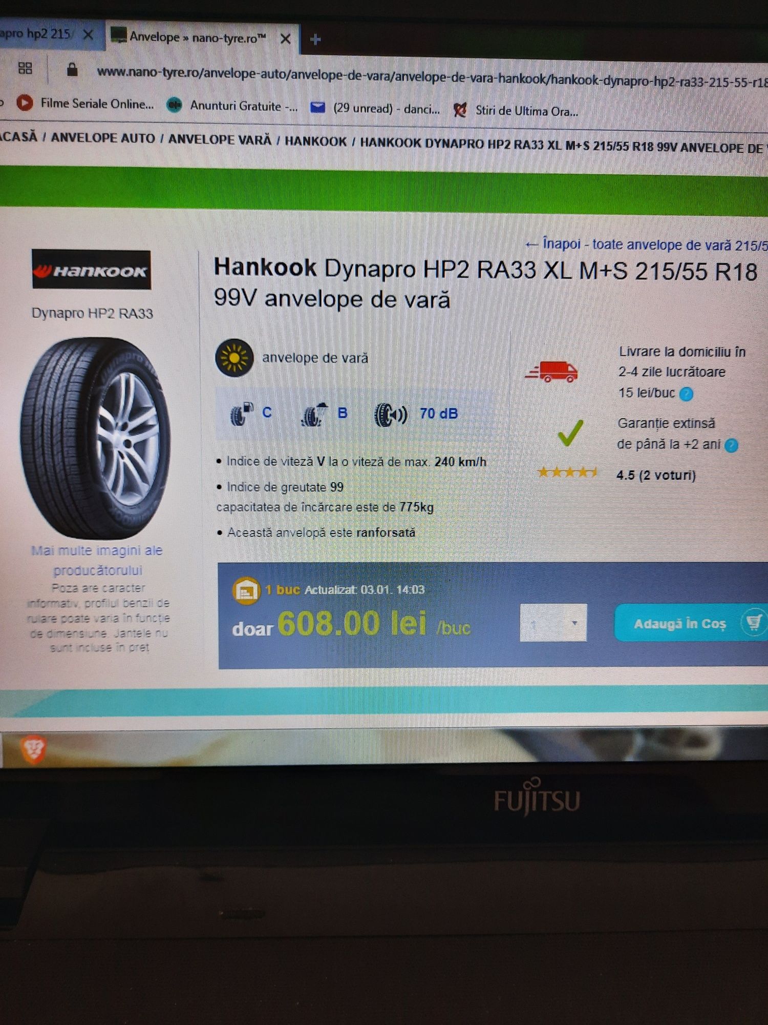 Set 4 anvelope M+S Hankook DynaproHP2 215/50 R18 an 2022