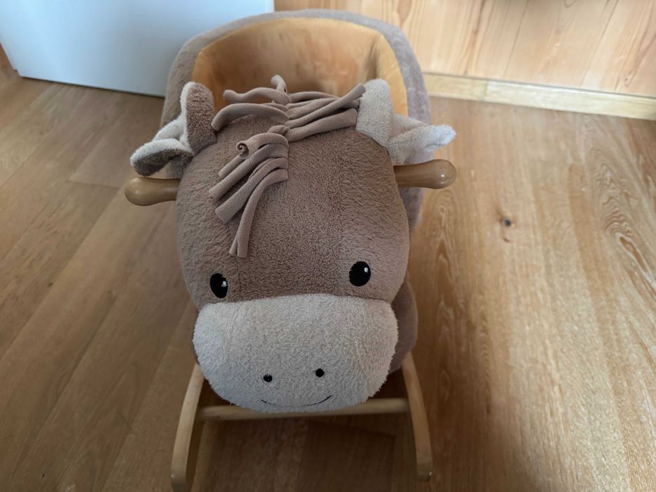 Balansoar copii, lemn, Măgăruș de pluș Sterntaler