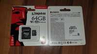 Card de memorie microSD + adaptor original Kingston 64GB clasa 10