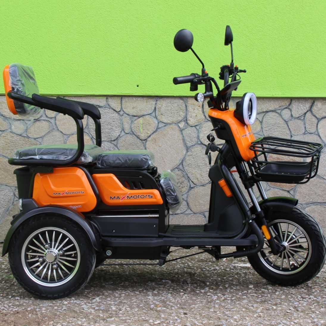Триместна Електрическа Триколка MaxMotors X1, 1500W, 48V/20Ah, ORANGE