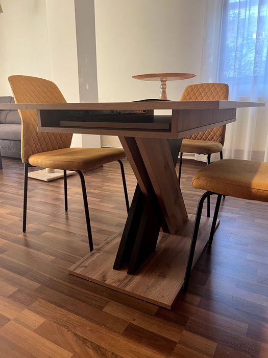 Masa living dining sufragerie, extensibila stejar + masuta cafea