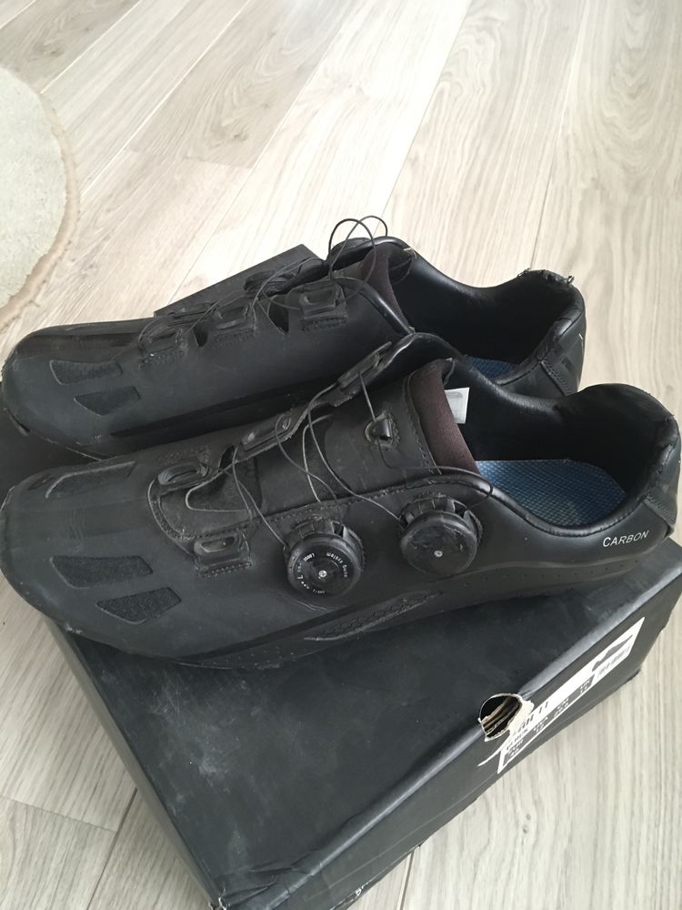 Pantofi ciclism carbon, 46, negri