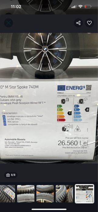 Set Jante Noi Iarna 2025 Bmw X5 G05 X6 G06 305 40 20 & 275 45 20 ORIG