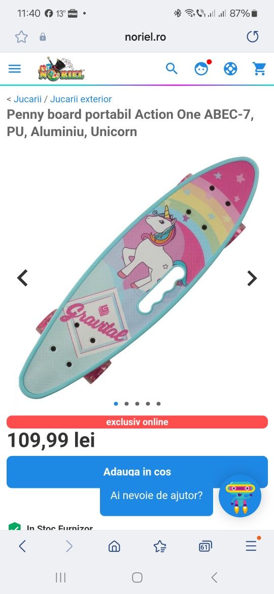 Vand penny board unicorn