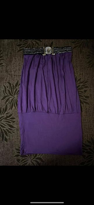 комплект секси лилава рокля бюстие със ръкави топ сет лот С С/М М