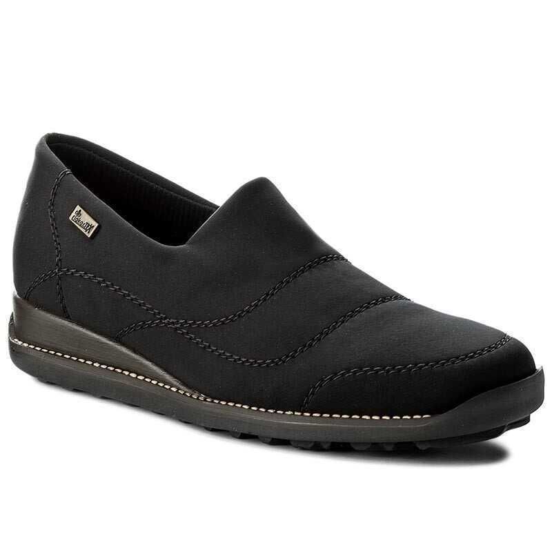 Дамски ниски обувки Rieker, Водоотблъскващи, Черни, 40