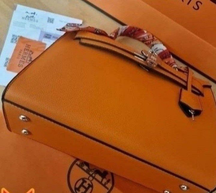 Esarfa Orange doua fețe+geanta H Kelly Medium,saculet, etichetă