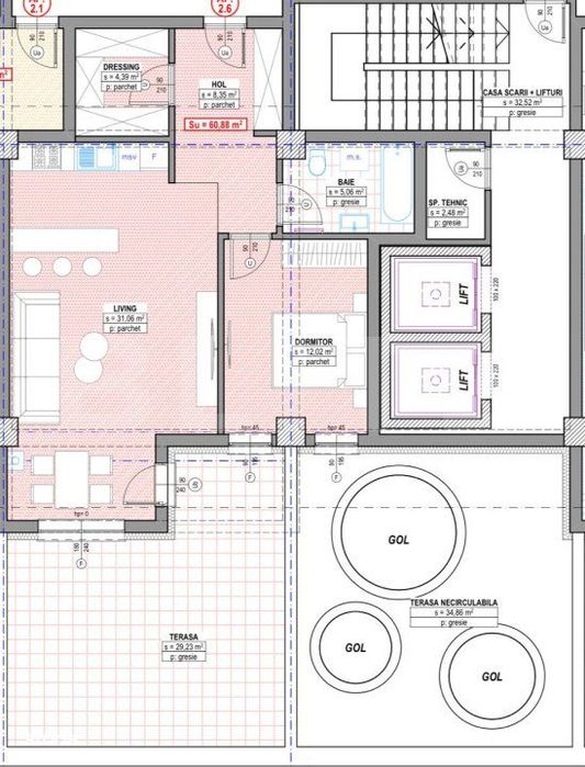 Apartament 3 camere, 61 mp, cu terasa de 30 mp, plata la dezvoltator,