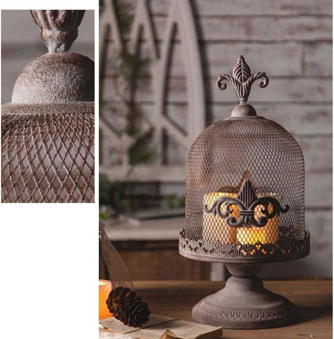 Suport lumanare / Sfesnic retro, 43 x 23 cm, gri