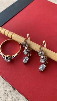 Набор сережки и кольцо с бриллиантами