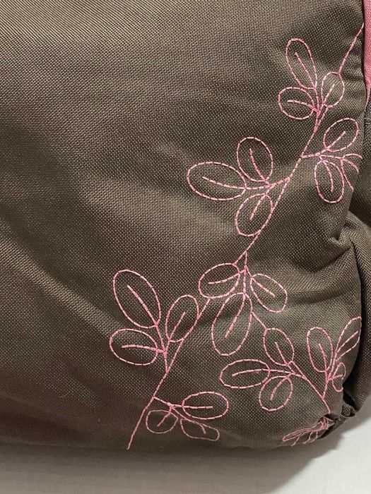 Чанта за през рамо American Tourister, кафява и розова, бродирана