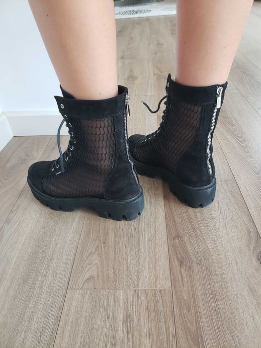 Pantofi Il Passo,sneakers rosii, ghetedin piele cu perforati