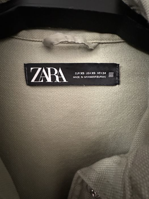 ZARA Xs oversize дамска риза/ яке в зелен цвят 100% памук