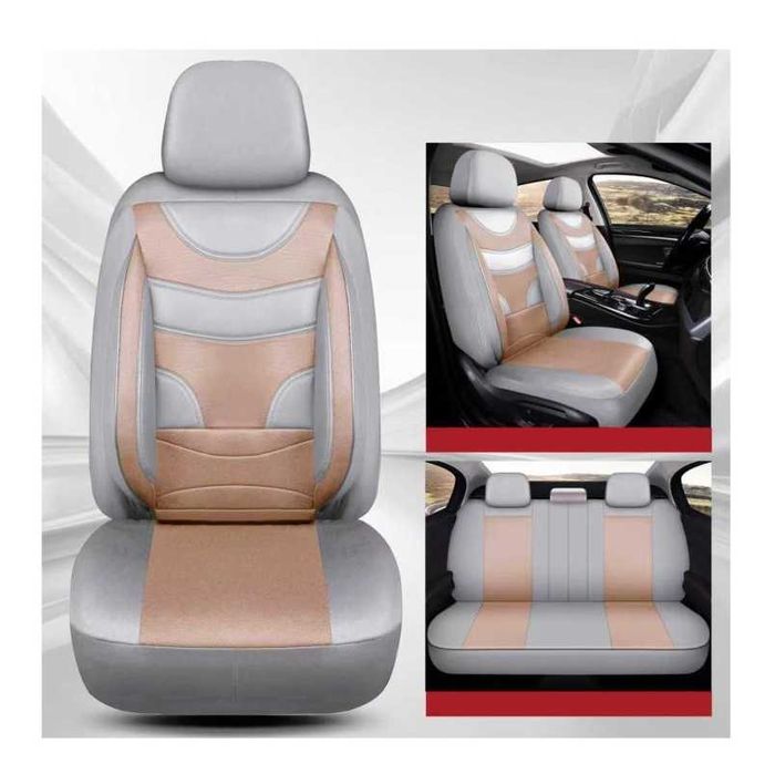 Huse Auto Universale 11 Piese fractionate Bej pt Scaune Fata si Spate