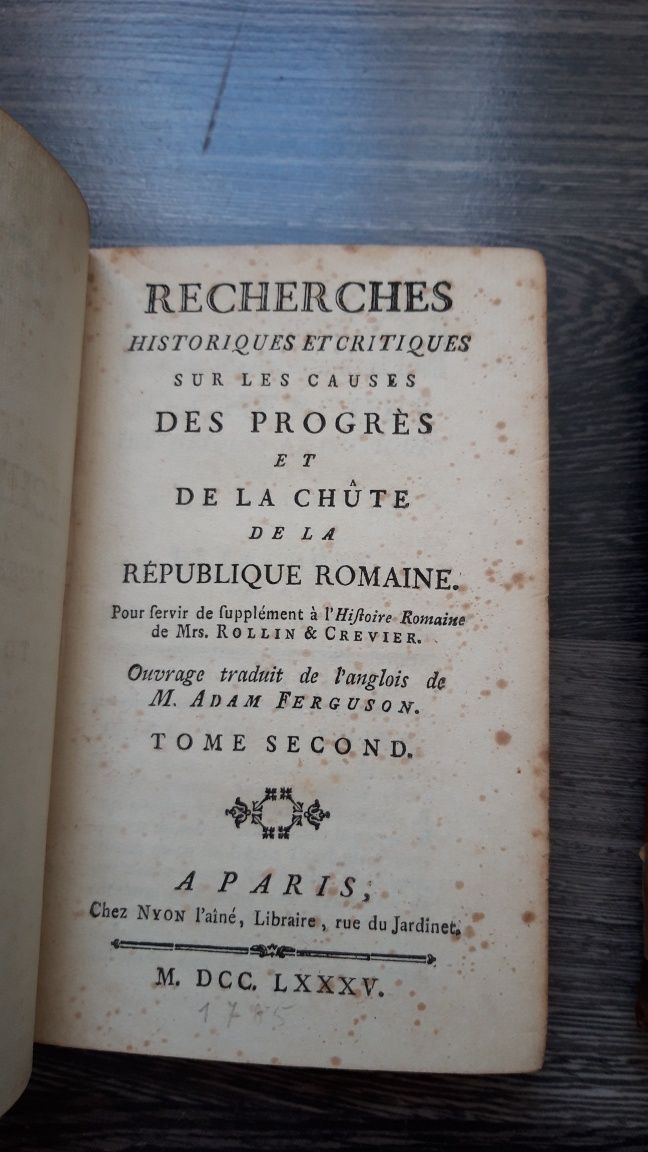 Carte veche 1785 istorie romana doua volume
