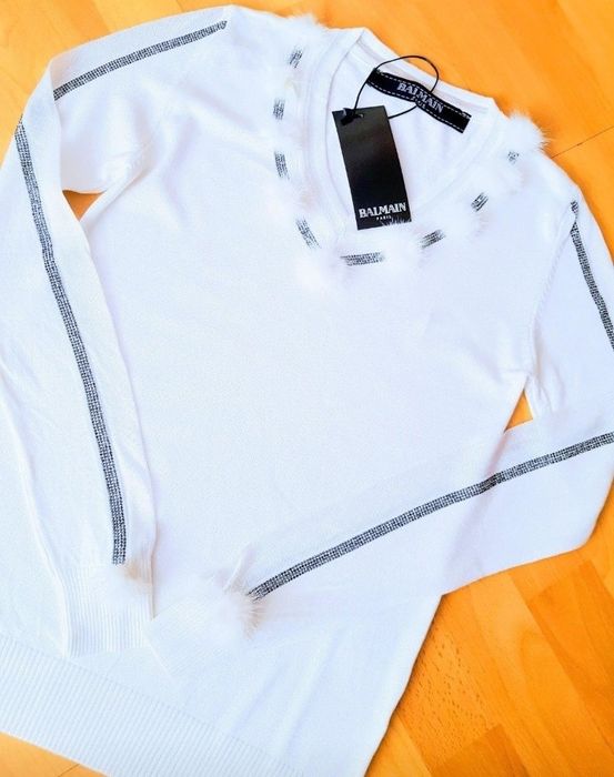 Bluza dama,insertii fie lurex și blanita naturala