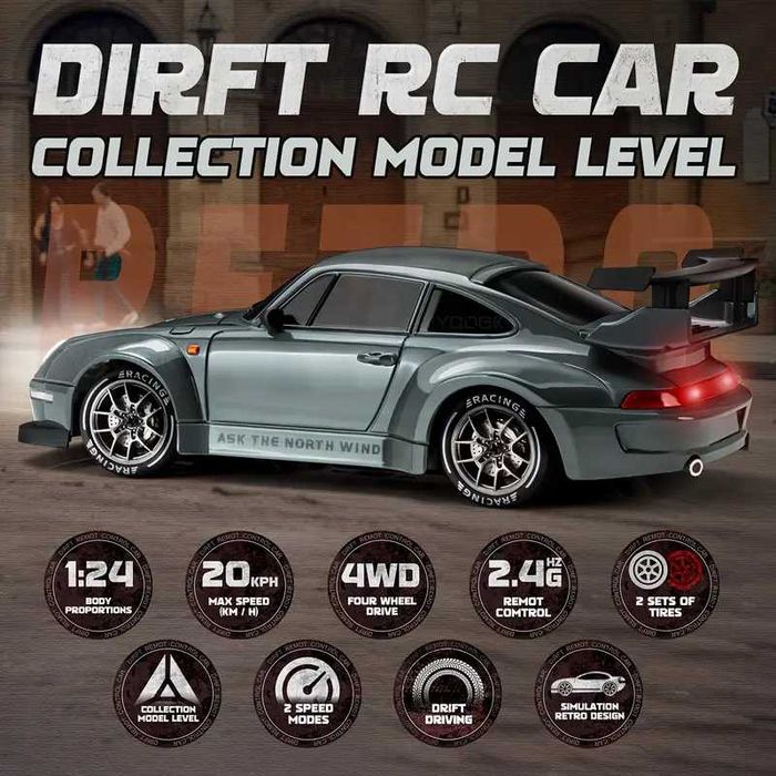 Porsche спортна кола 2,4 GHz High-Speed 4WD RC Drift Car 8х гуми