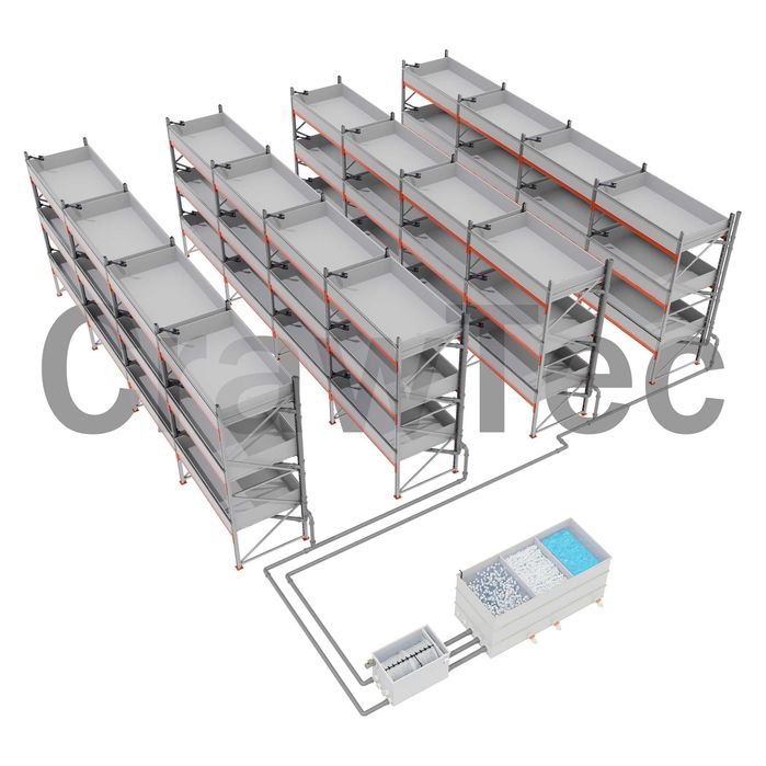 Ferma pentru creșterea racilor 55 m³ cu echipament complet