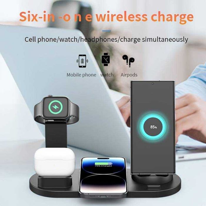 Încărcător wireless cu încărcare rapidă pentru iPhone/iWatch/AirPods