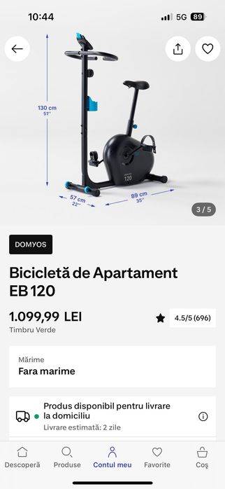 Vând bicicleta apartament domyos EB 120