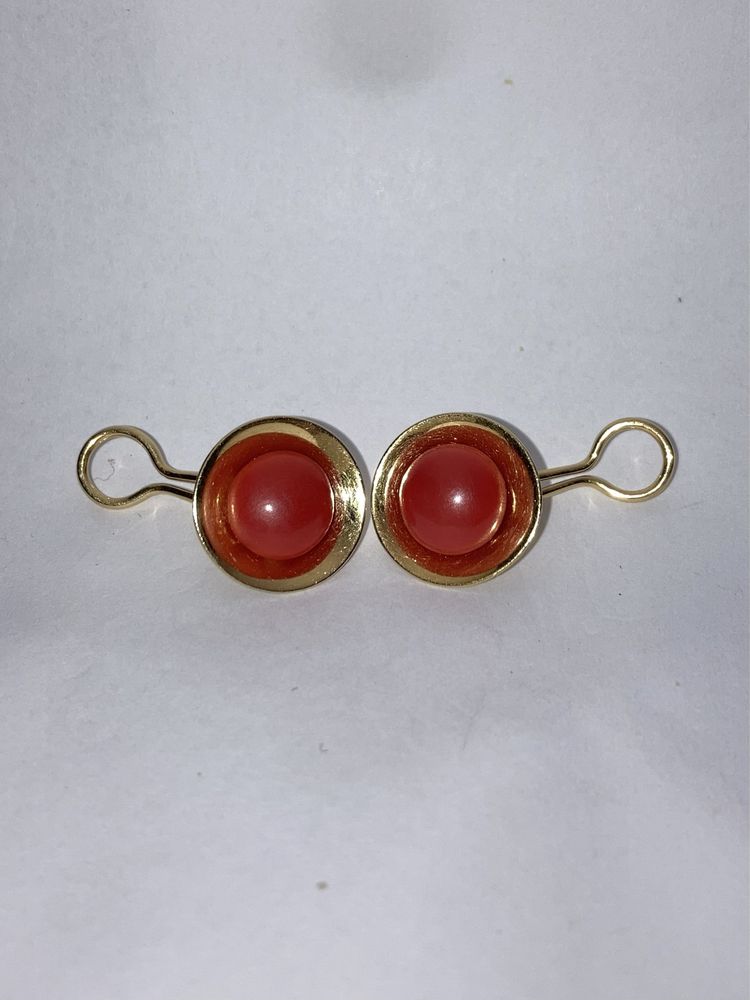 Cercei aur 18kt.cu Carnelian roșu