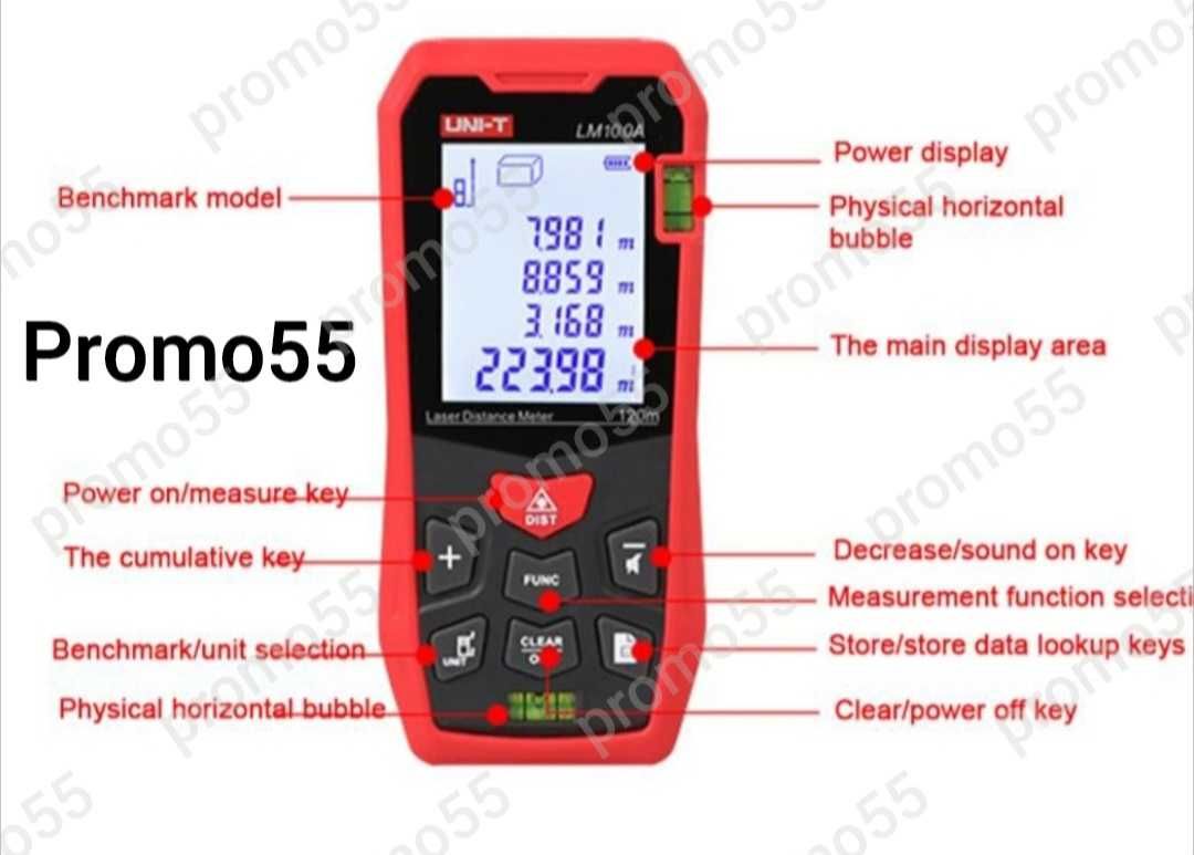 ПРОМОЦИЯ! Цифров Лазерен Нивелир Далекомер UNI-T, LM50A,  до 50 м