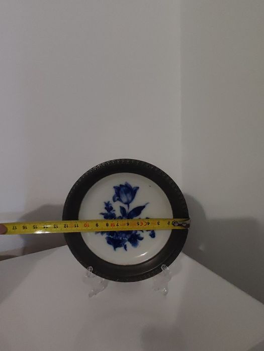 Farfurie cu flori cobalt